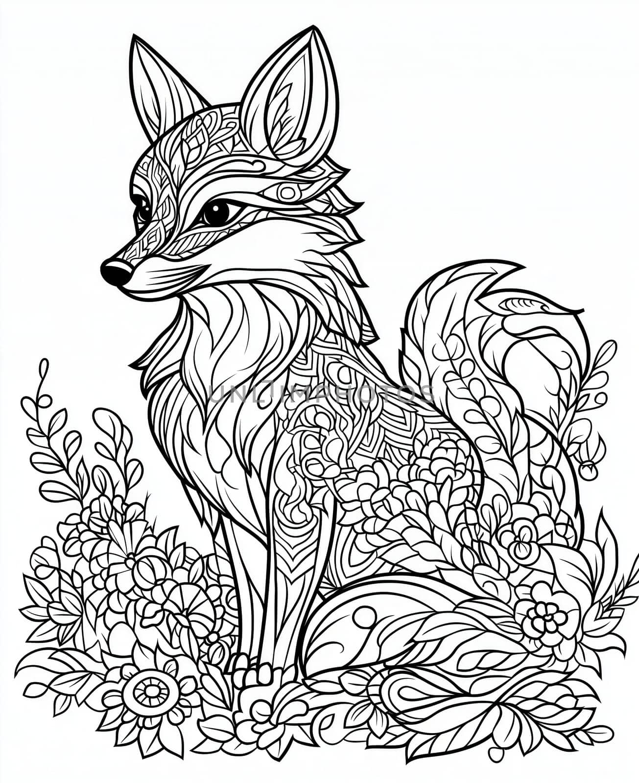 Coloring page for kids, coloring page animal fox