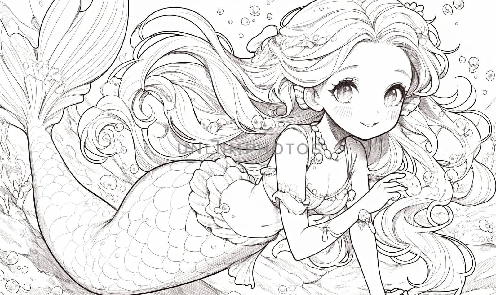 Coloring for children, mermaid coloring