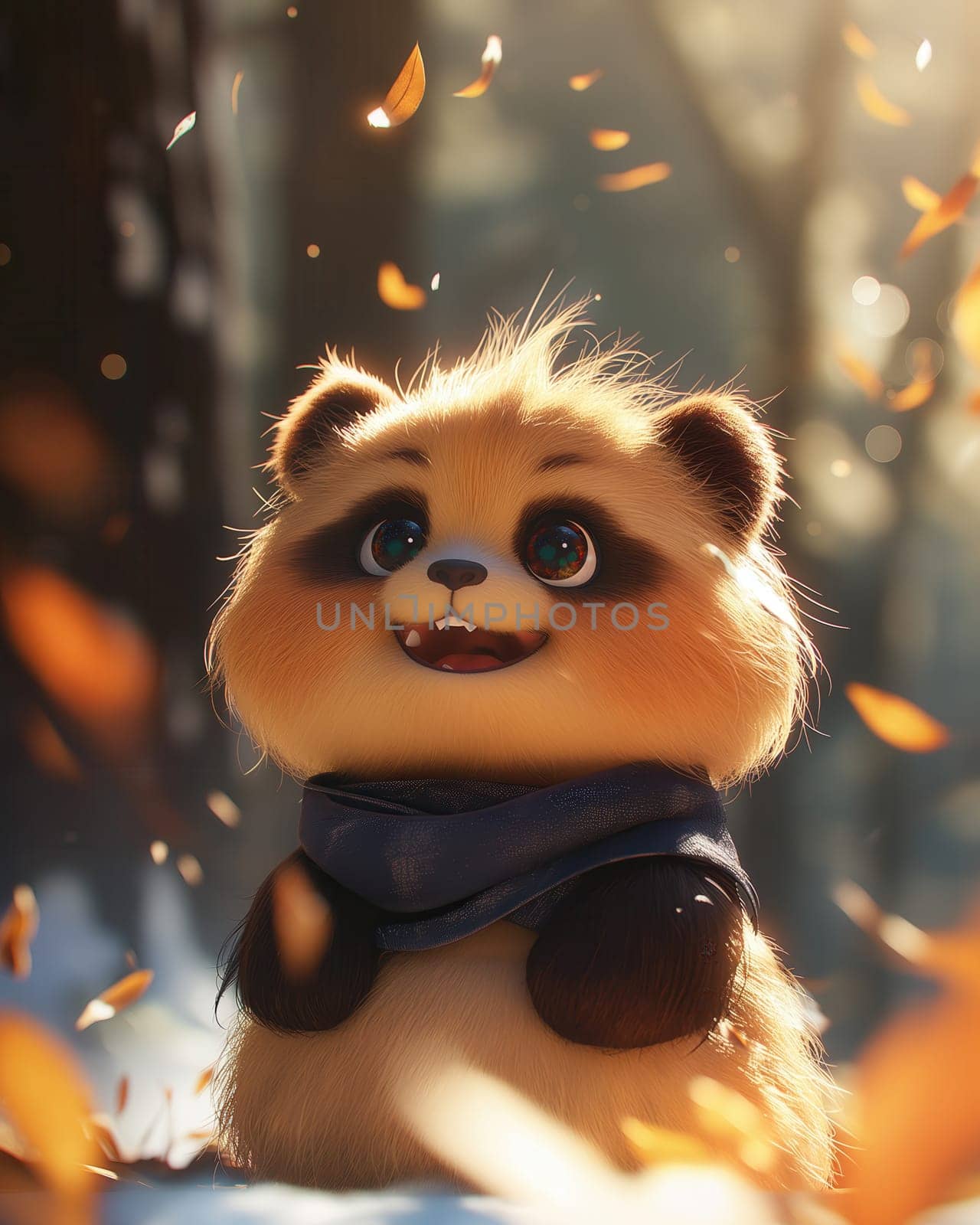 Illustration for children, cute panda bear on white background. Selective focus.