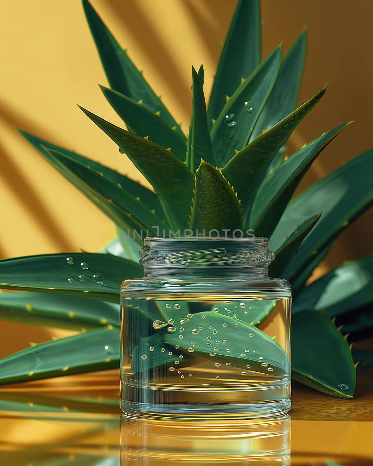 Aloe vera and moisturizer on color background.Body care concept. Selective focus.