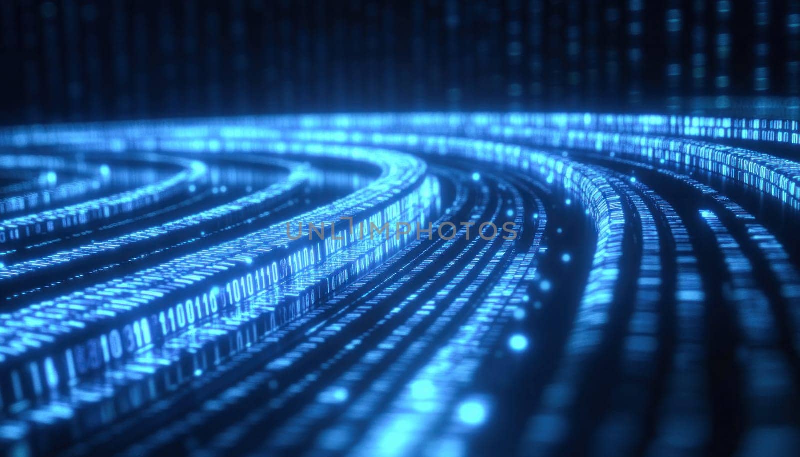 Futuristic abstract background with binary code forming a curved shape