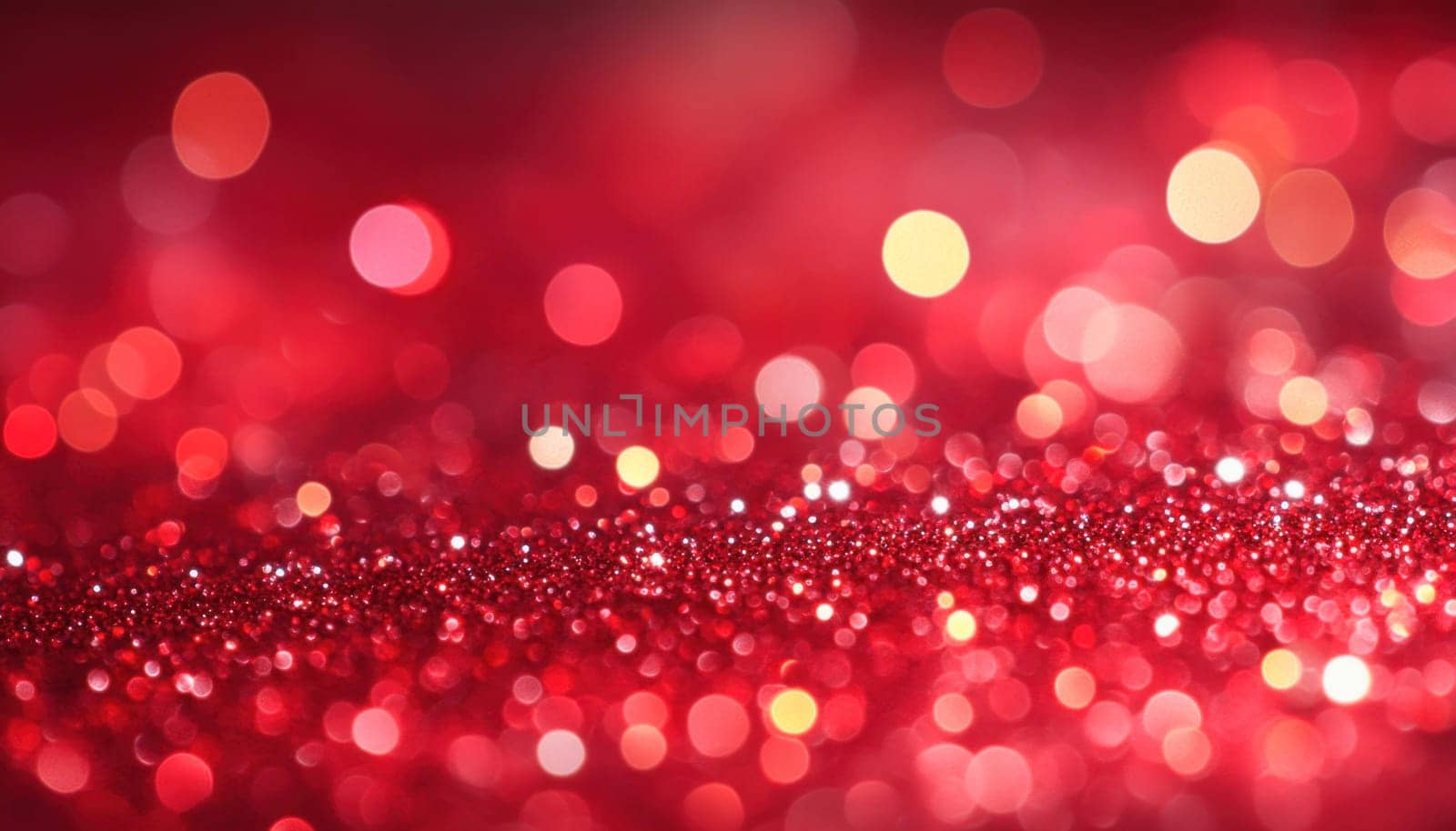 Abstract red glitter background with bokeh effect, creating a festive and glamorous atmosphere