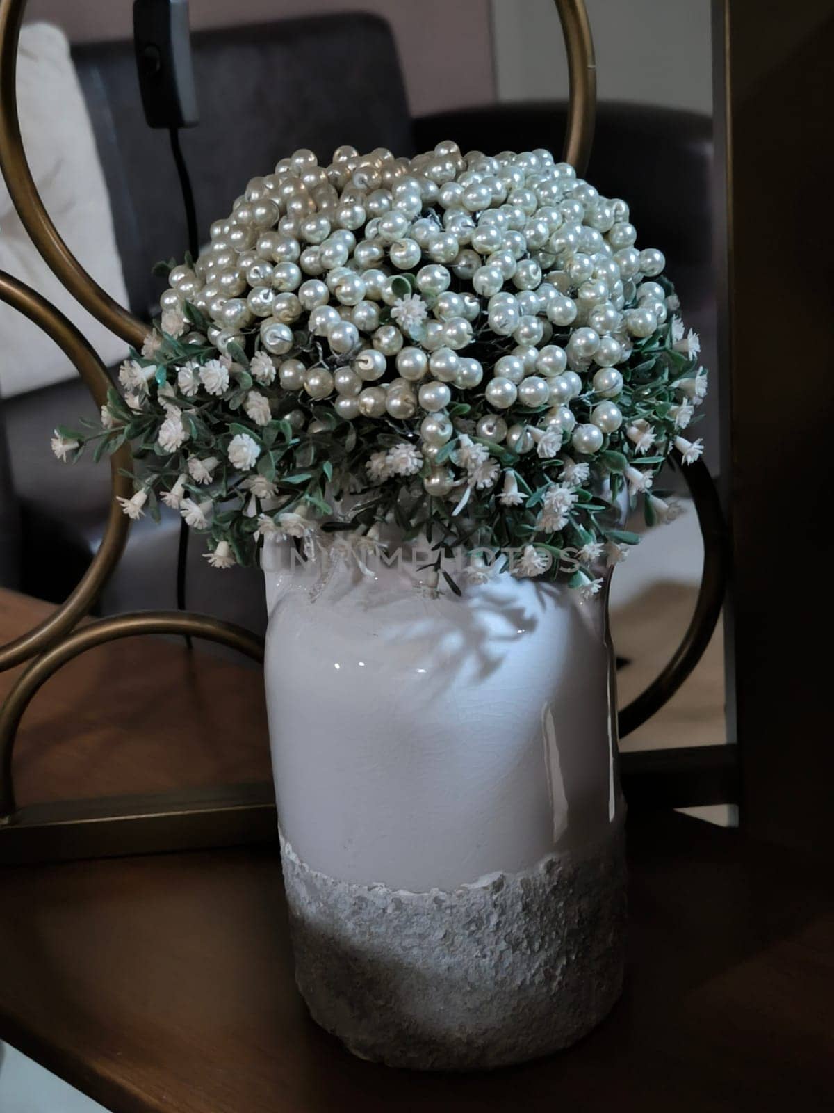 white small decorative fresh flowers in a vase, plant bouquet, botanical garden, flora variety floristry. High quality photo