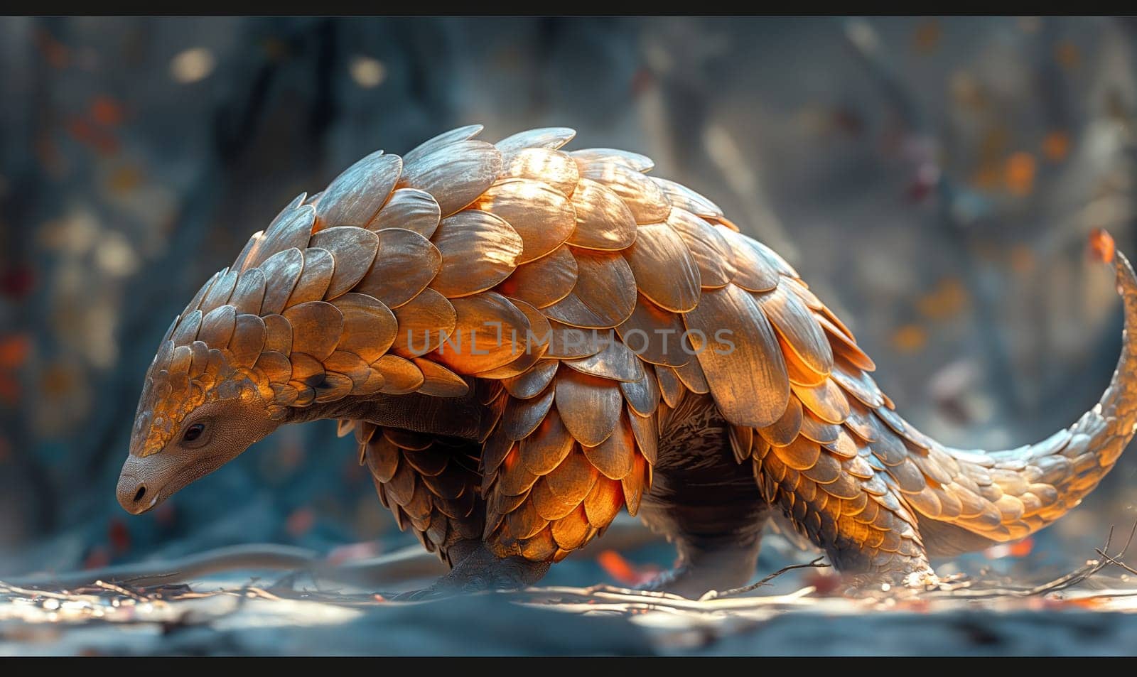 Wild animal pangolin in cartoon style. Selective focus.