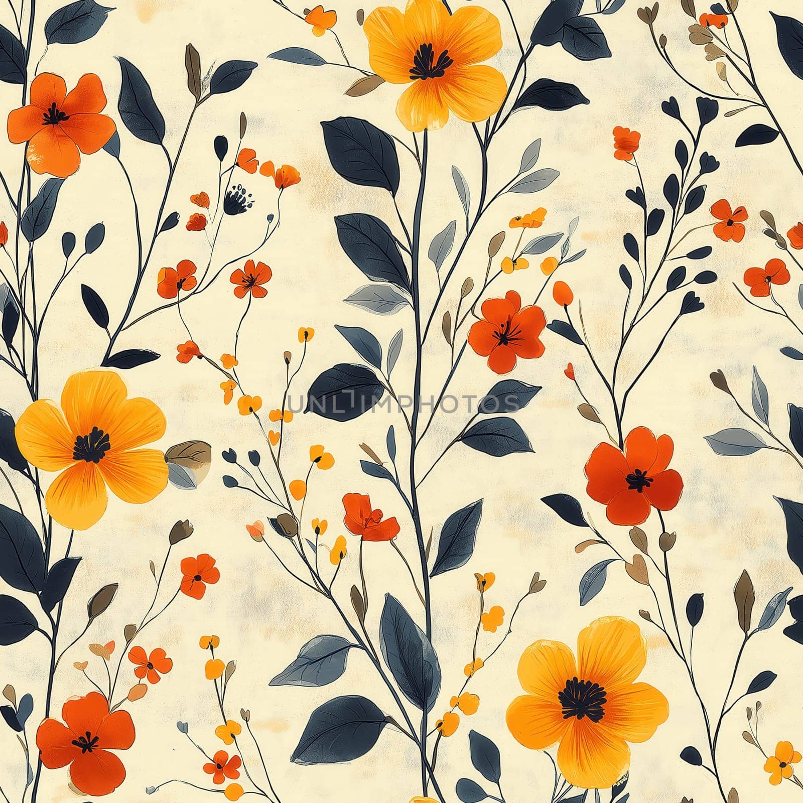 Seamless pattern with flowers on a light background. Selective focus.