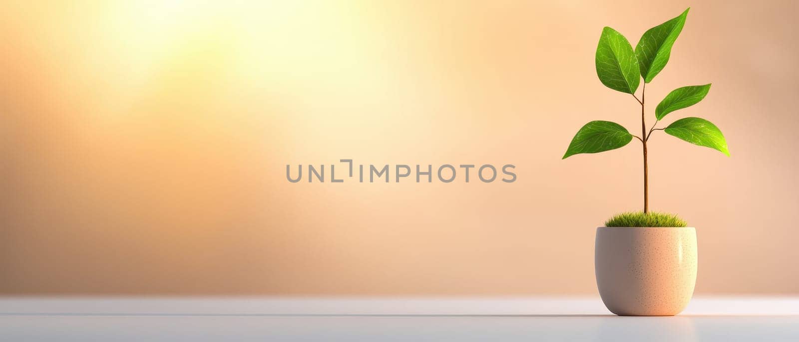 minimalist scene featuring single house plant in pot, radiating tranquility.