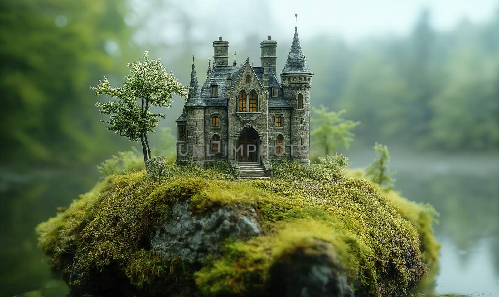 A charming miniature world with architectural houses. Selective focus.