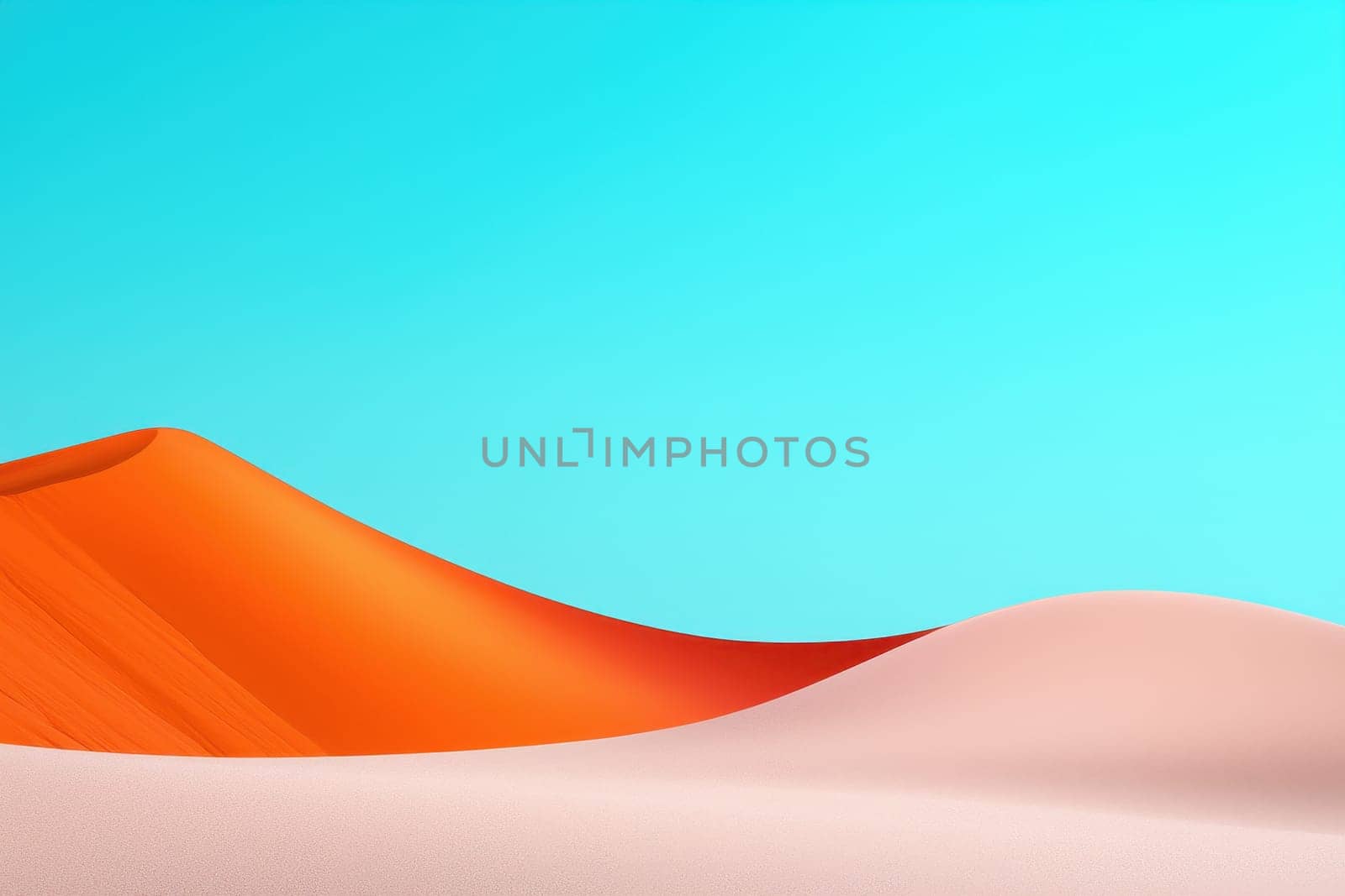 serene landscape of vibrant sand dunes against clear blue sky.