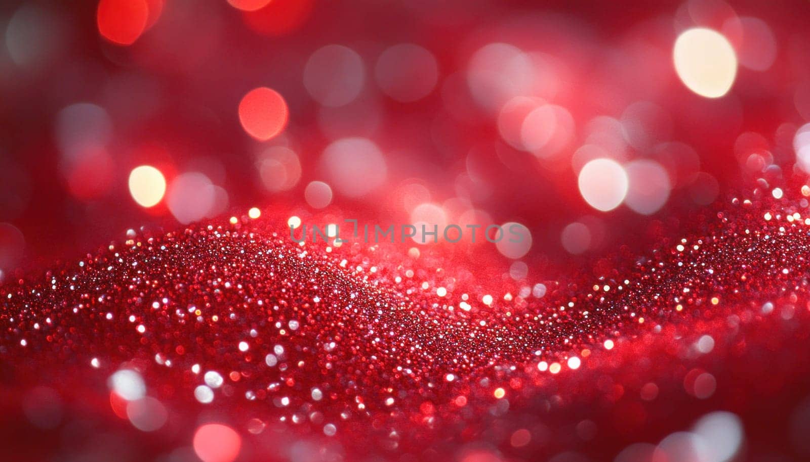 Abstract red glitter background with bokeh effect, creating a festive and glamorous atmosphere