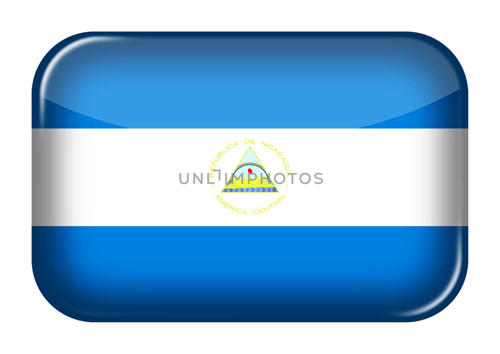 A Nicaragua web icon rectangle button with clipping path 3d illustration blue white