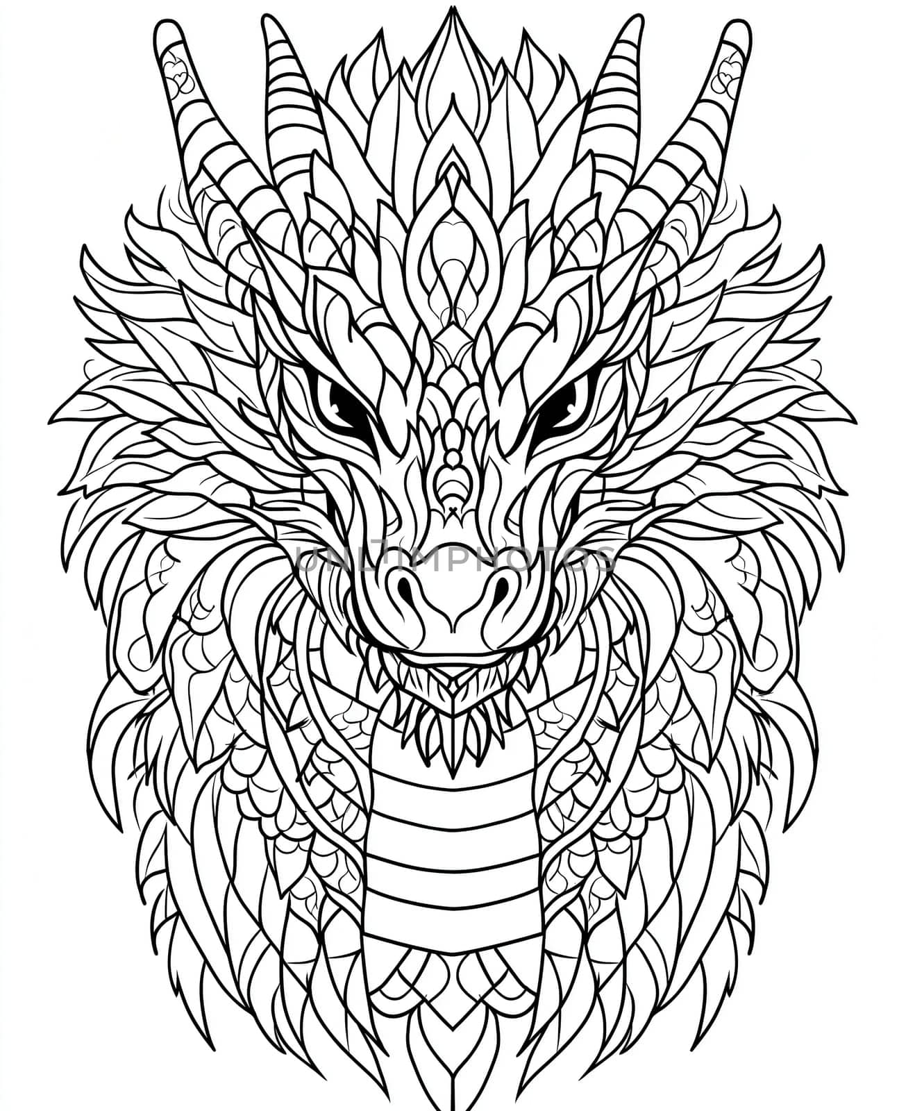 Coloring for kids, coloring colorful animal, dragon from geometric shapes