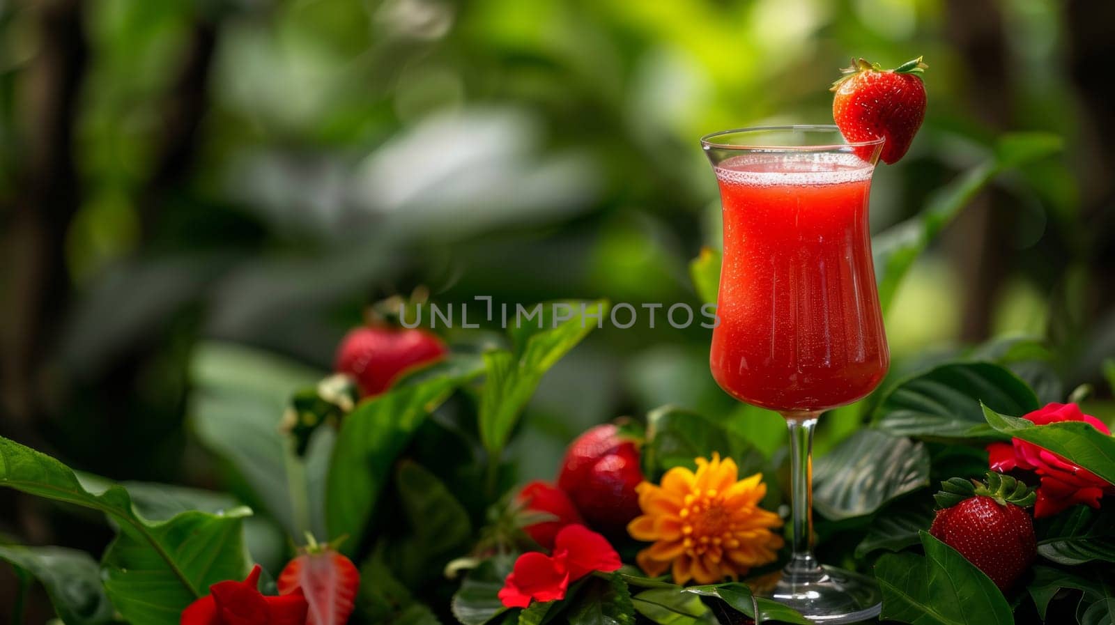 Colorful healthy smoothies and juices with fresh tropical fruits, Generative AI, drink