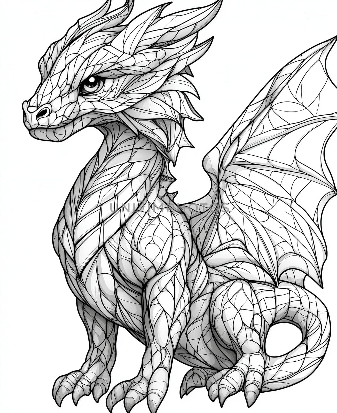 Coloring for kids, coloring colorful animal, dragon from geometric shapes