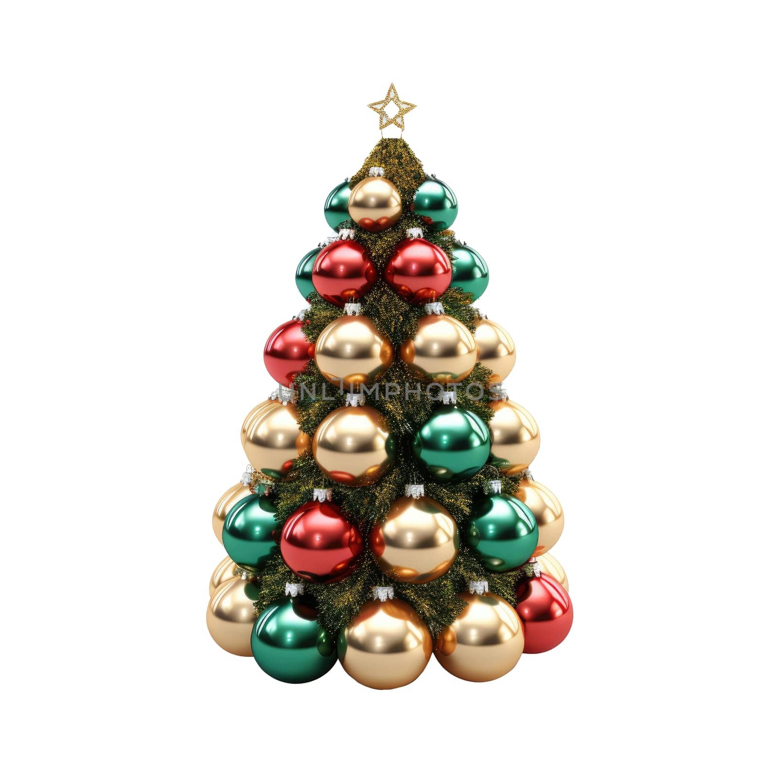 Christmas tree with Christmas balls on a white background. by natali_brill