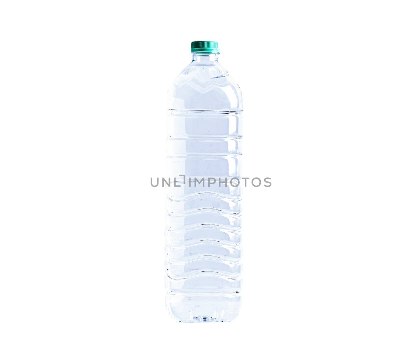 Plastic water bottle isolated on white background.