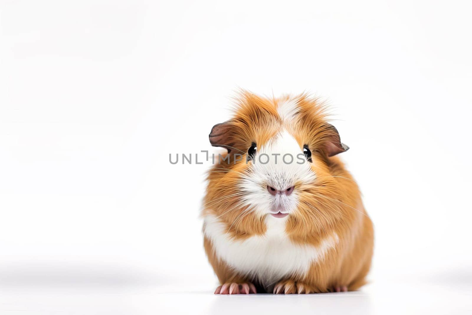 Cute guinea pig on a white background. AI generated.