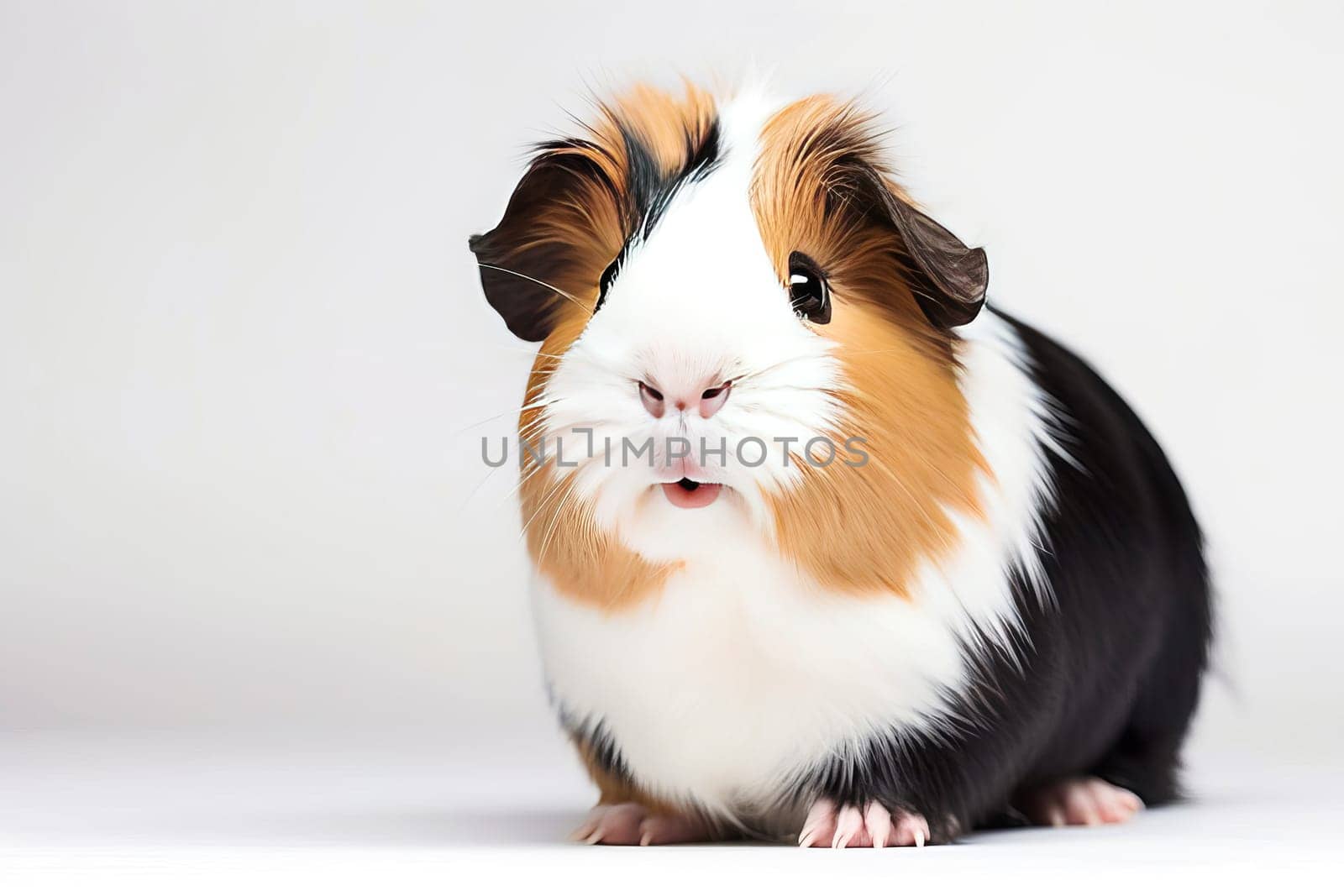 Cute guinea pig on a white background. AI generated.
