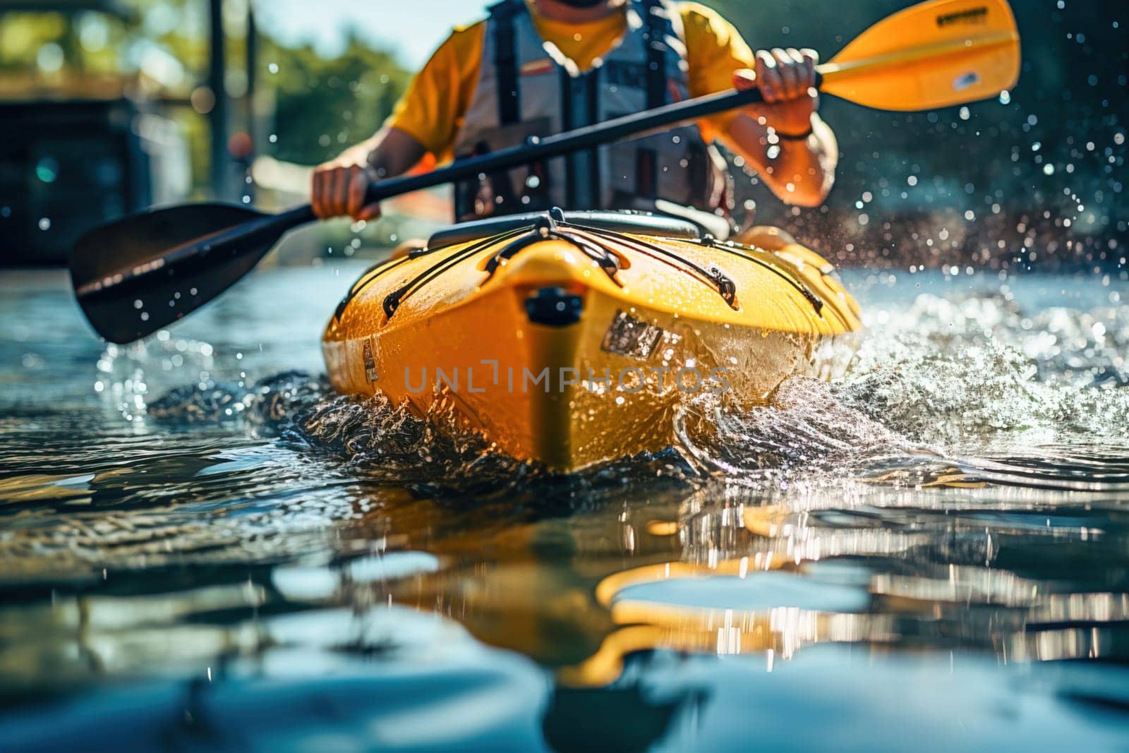 A man paddles a kayak. by Yurich32