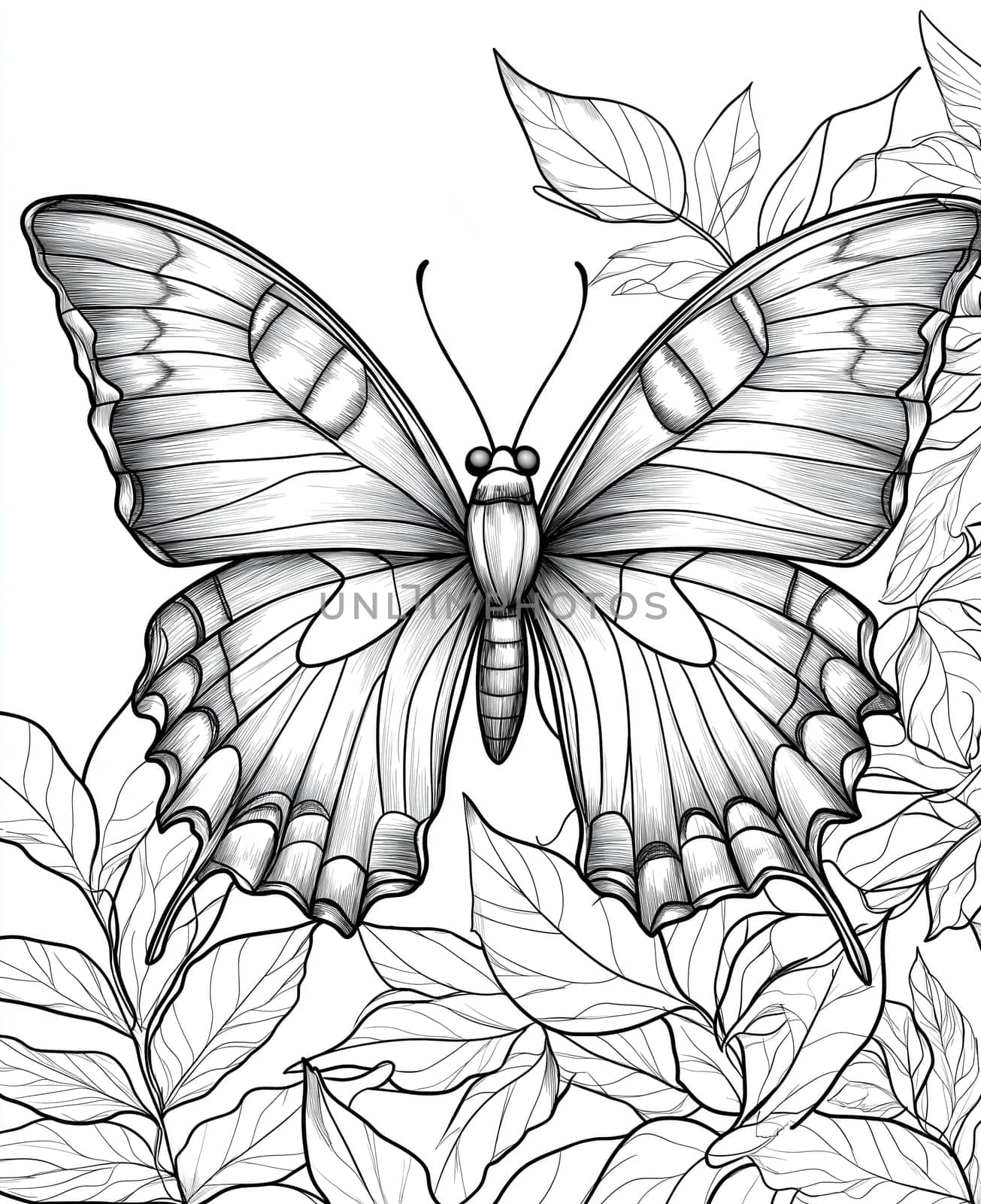 Coloring page for kids, coloring page colorful insect, butterfly