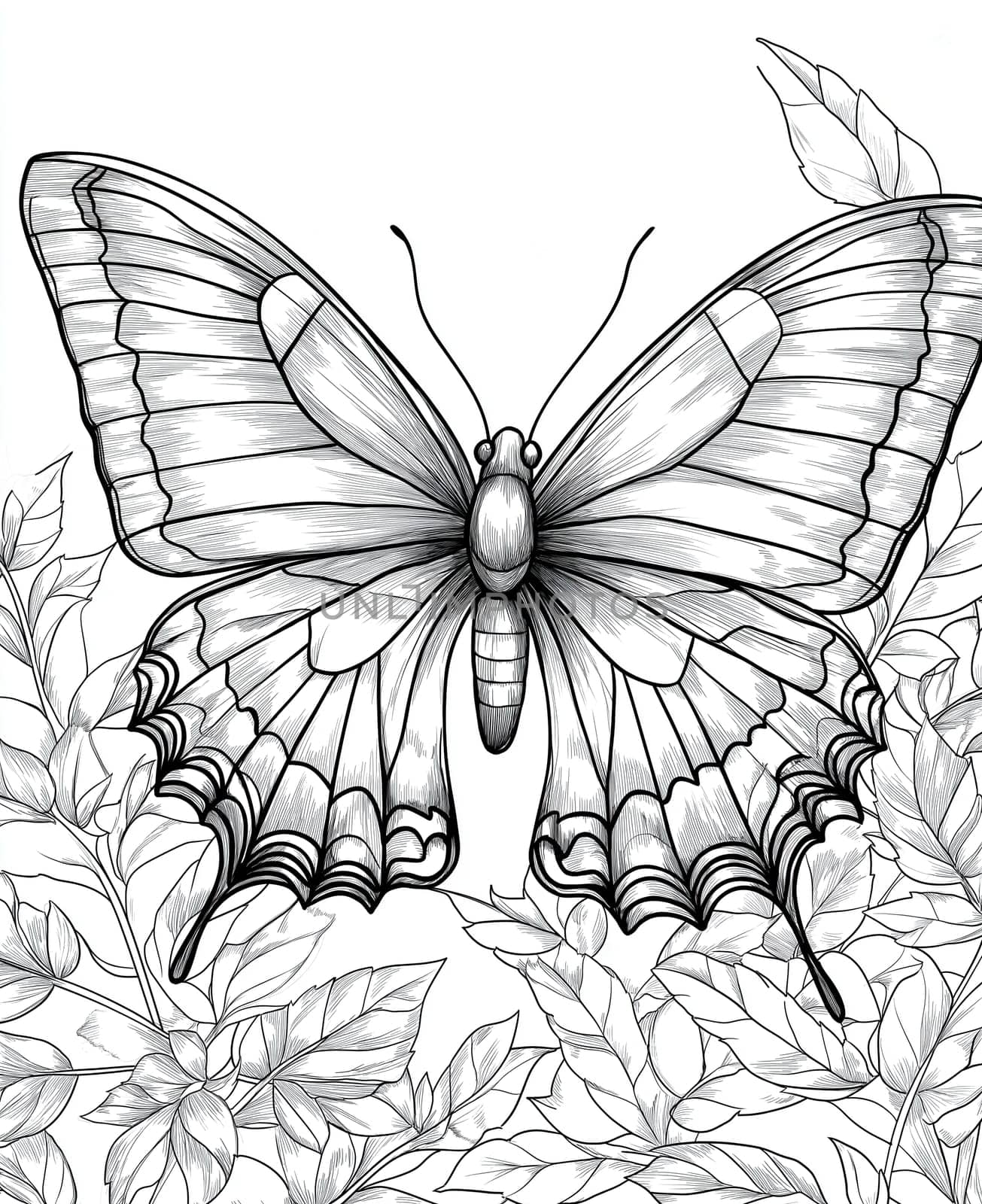 Coloring page for kids, coloring page colorful insect, butterfly