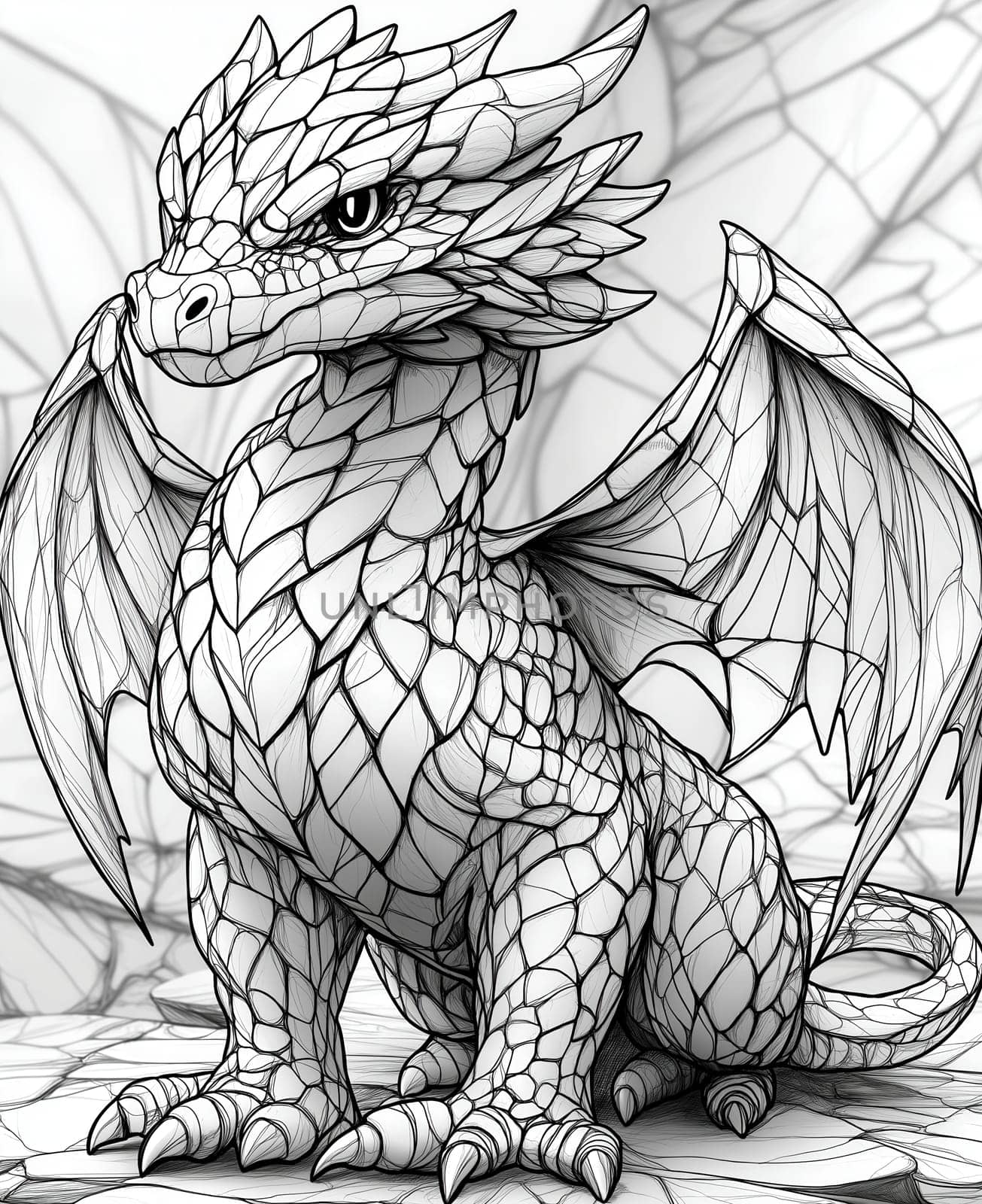 Coloring for kids, coloring colorful animal, dragon from geometric shapes