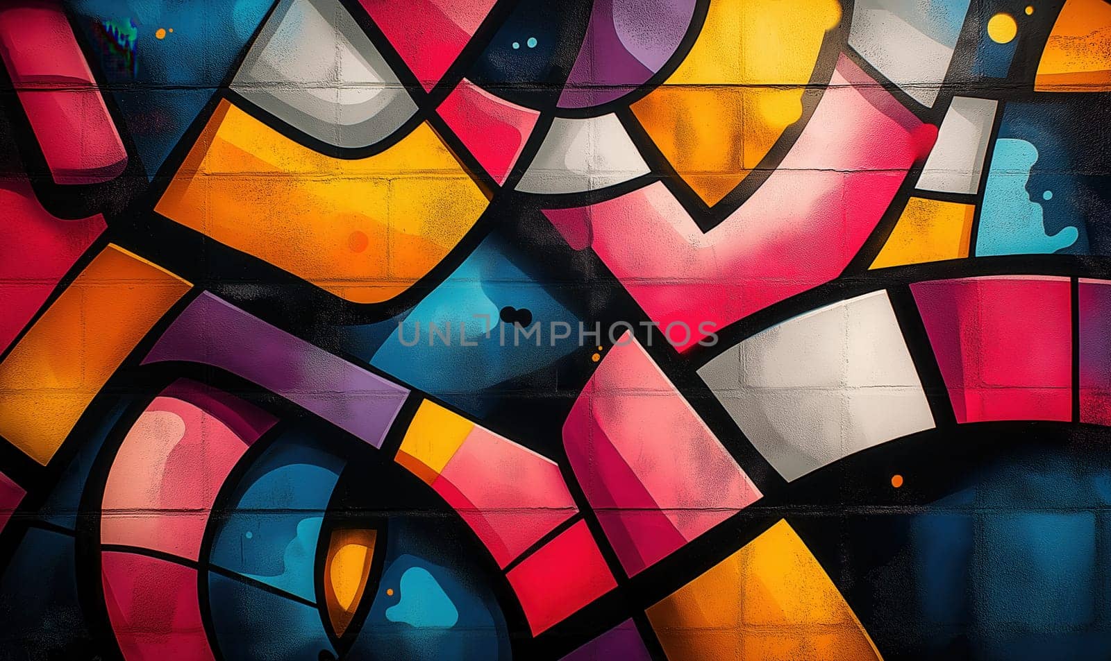 Colorful background, wall art in Hip-hop style. Selective focus.