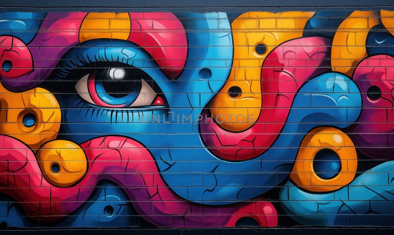 Colorful background, wall art in Hip-hop style. Selective focus.