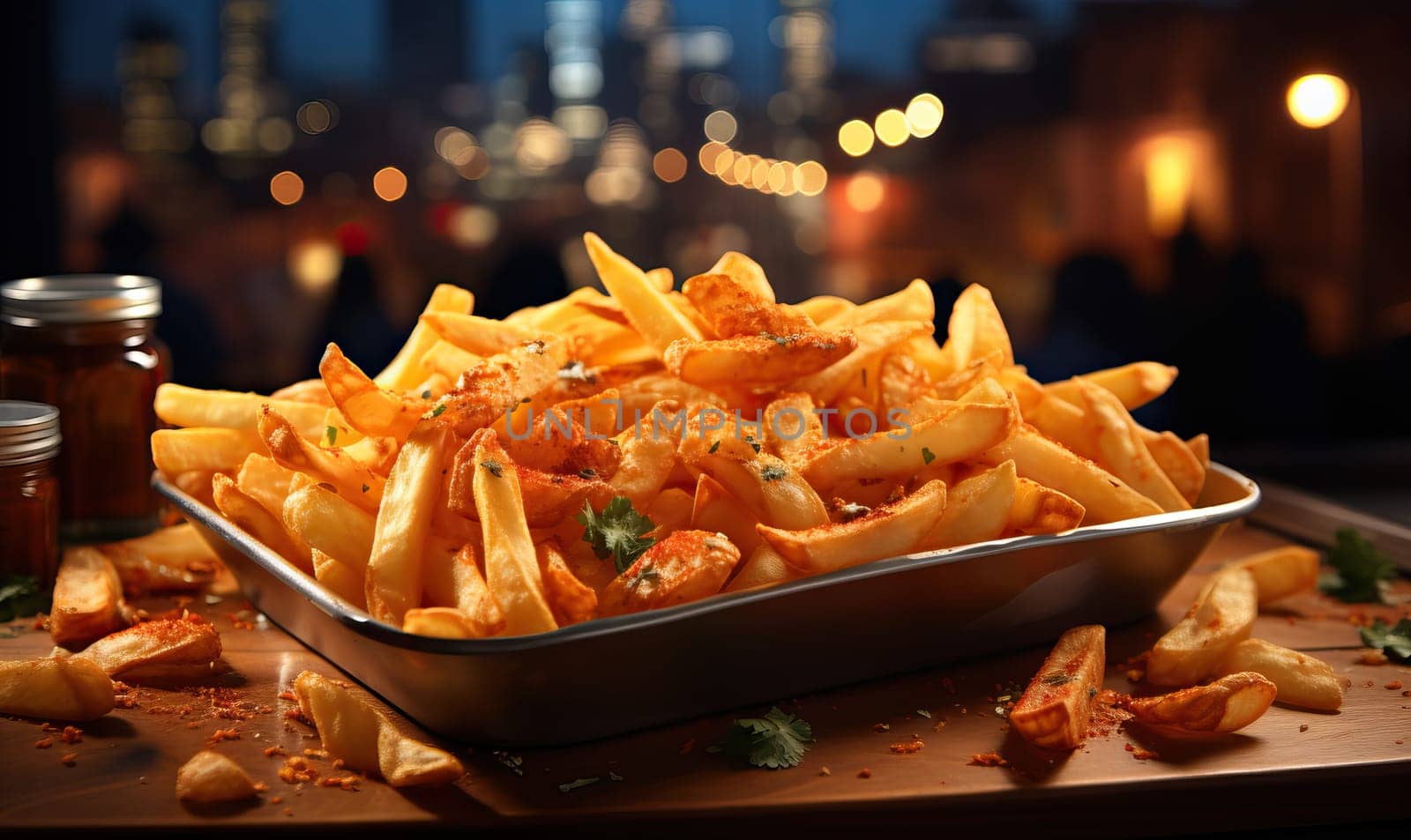 Potato chips in a cup on a blurred background. Selective focus.