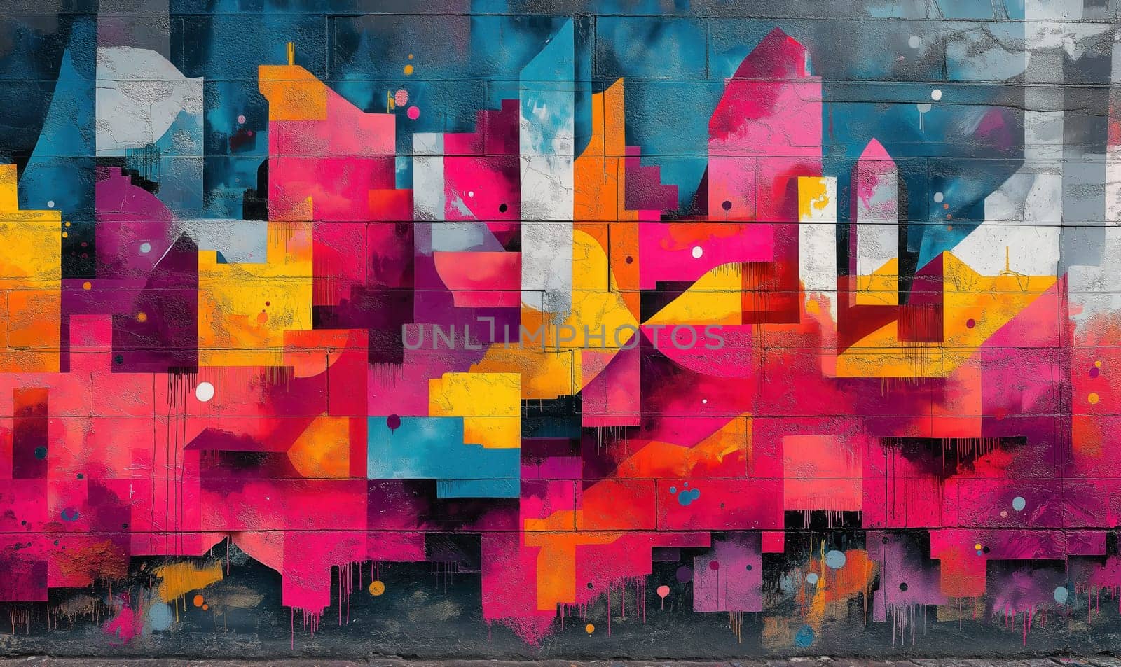 Colorful background, wall art in Hip-hop style. Selective focus.