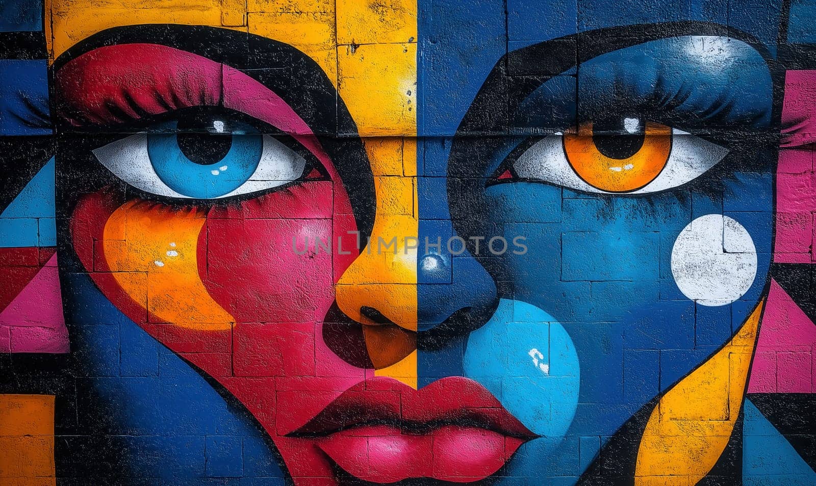 Colorful background, wall art in Hip-hop style. Selective focus.