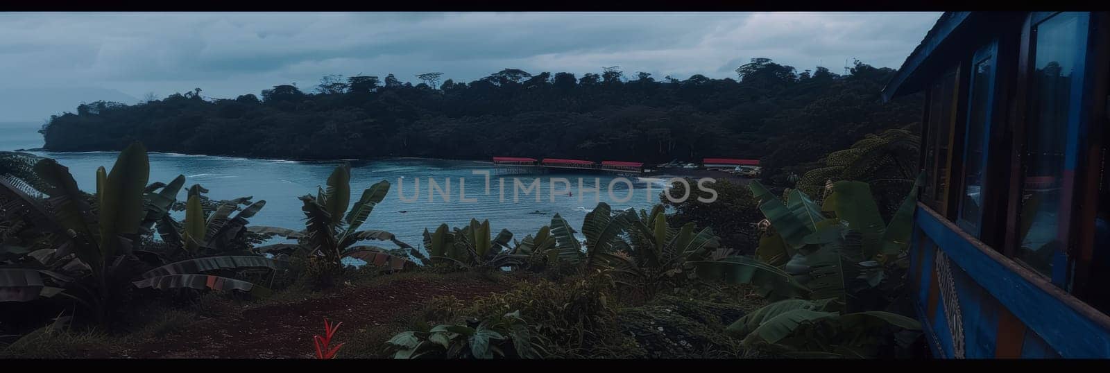 Breathtaking sunset view from hill in playa bahia junquilal, guanacaste with vibrant skies. Generated by AI
