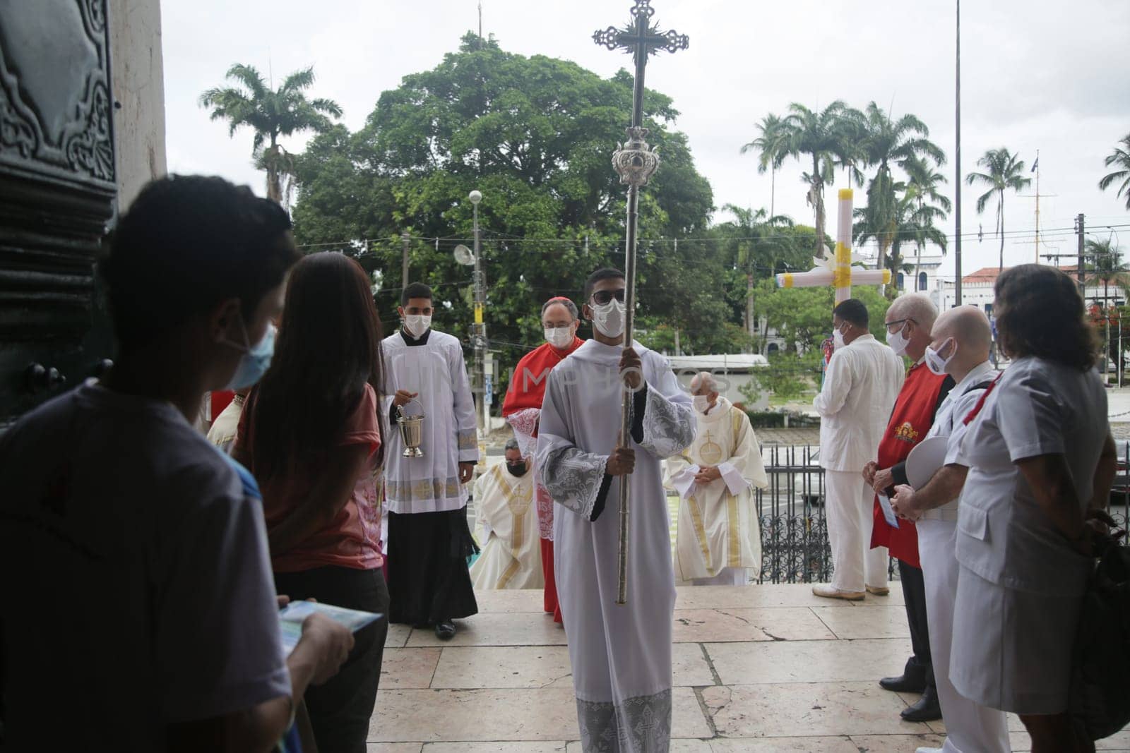 salvador, bahia, brazil - january 1, 2022: Dom Sergio da Rocha, archbishop of the city of Salvador during mass at Conceicao da Praia church.