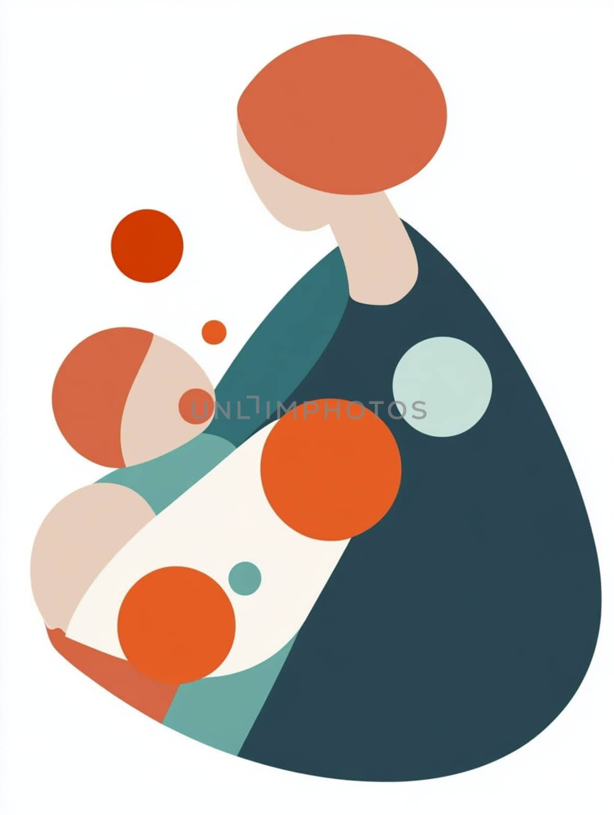 Abstract illustration depicting a mother holding her baby with love and care, symbolizing the strong bond between parent and child