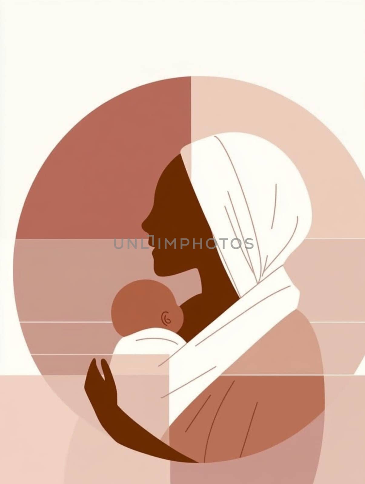 Mother holds her baby close in a peaceful moment of bonding, capturing the essence of motherhood and family love