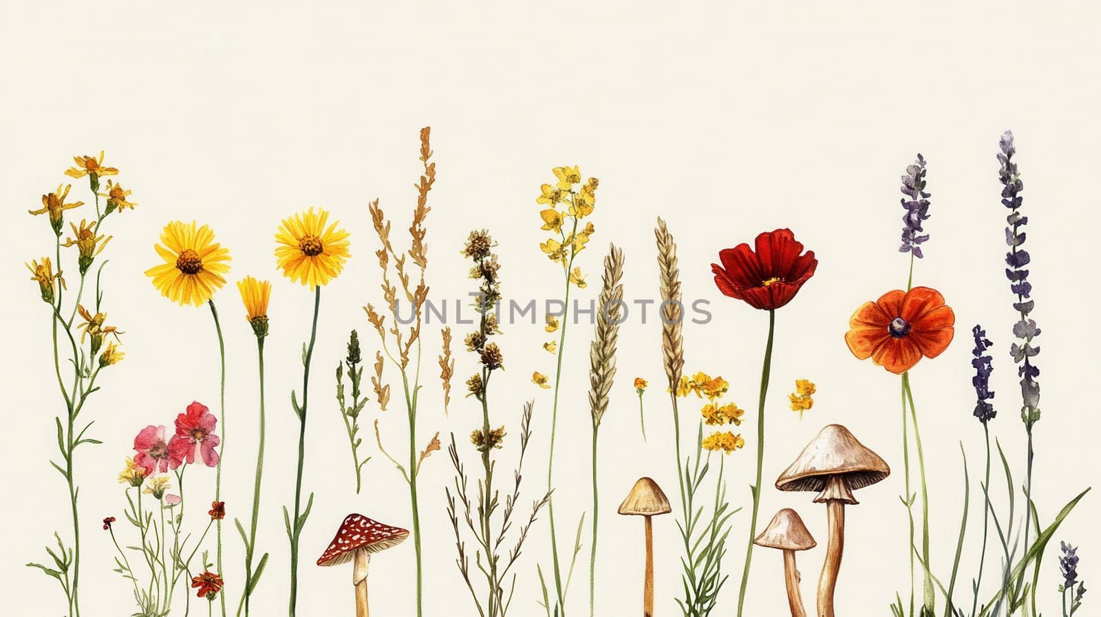 Detailed botanical watercolor illustration on light