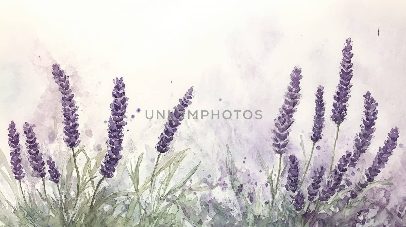 Detailed botanical watercolor lavender