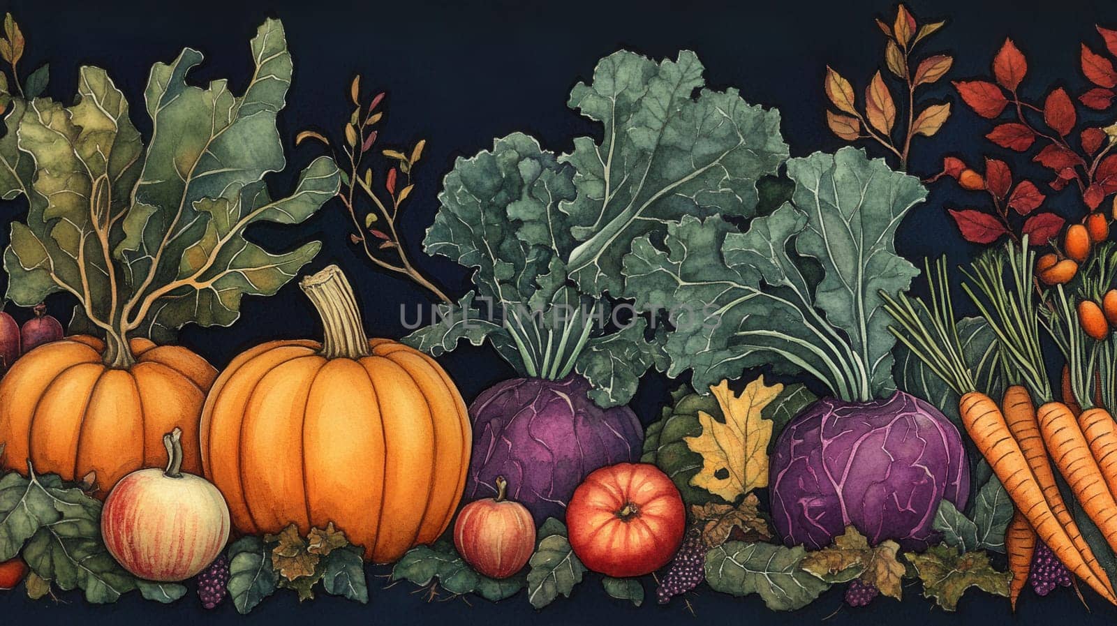 Detailed botanical drawing of vegetable