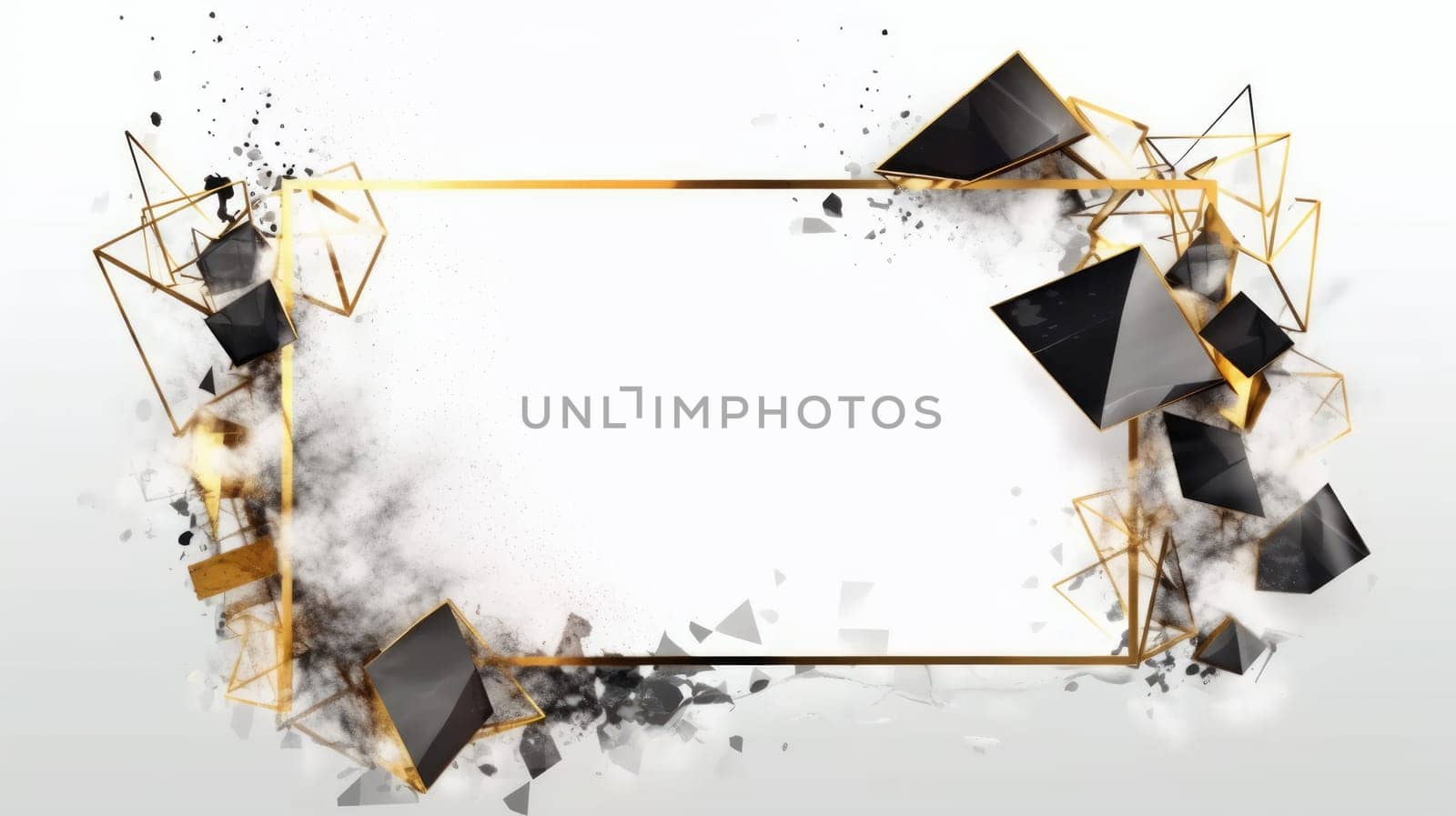 Abstract watercolor artwork mixed with buzzy geometric shapes for background of social media banner generative AI image