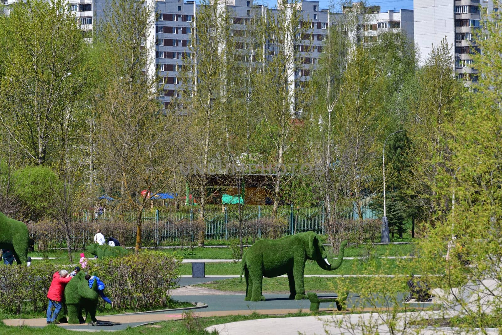 Moscow, Russia - May 11. 2021. Boulevard in Zelenograd by olgavolodina