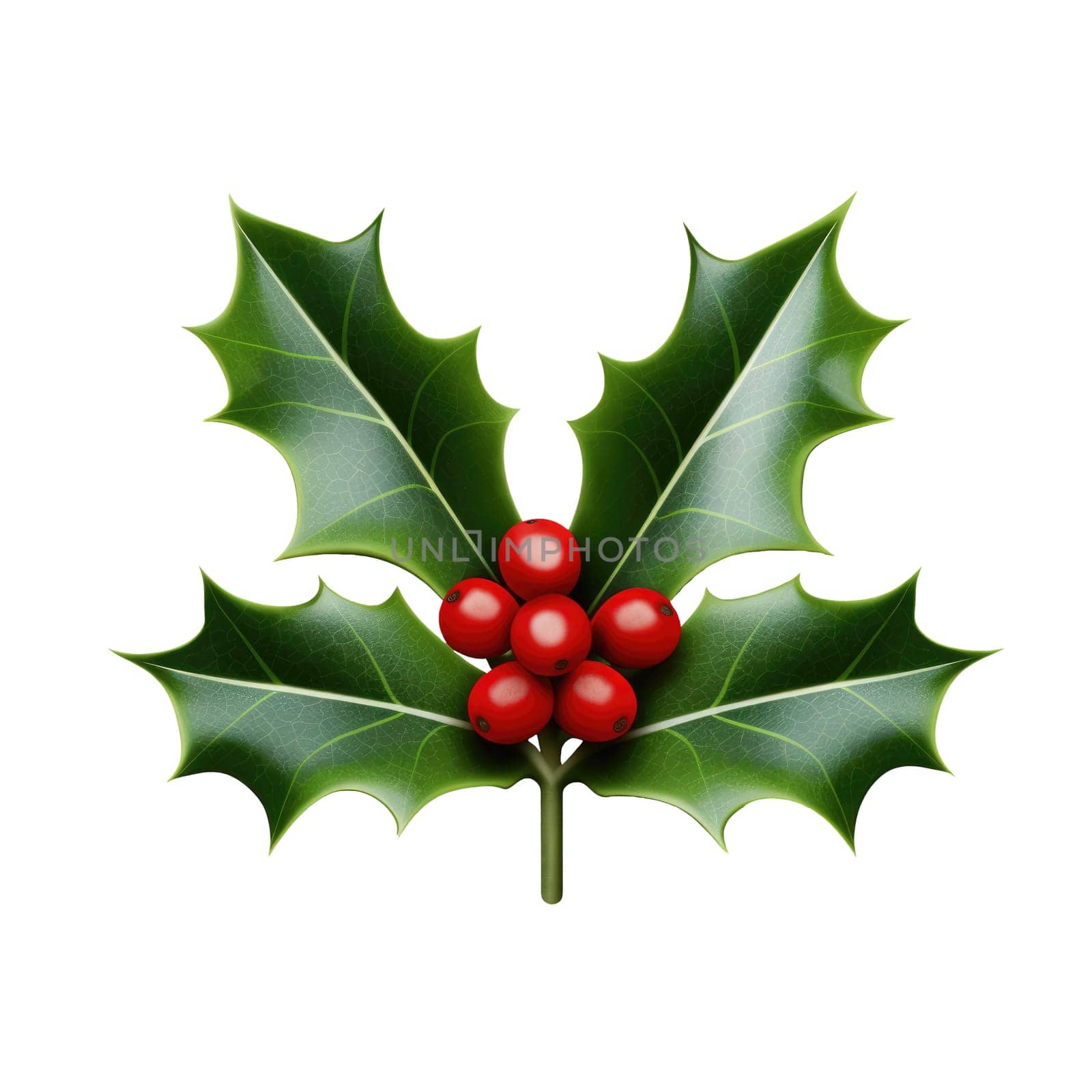 Holly berry leaves. Christmas decoration isolated on background by natali_brill