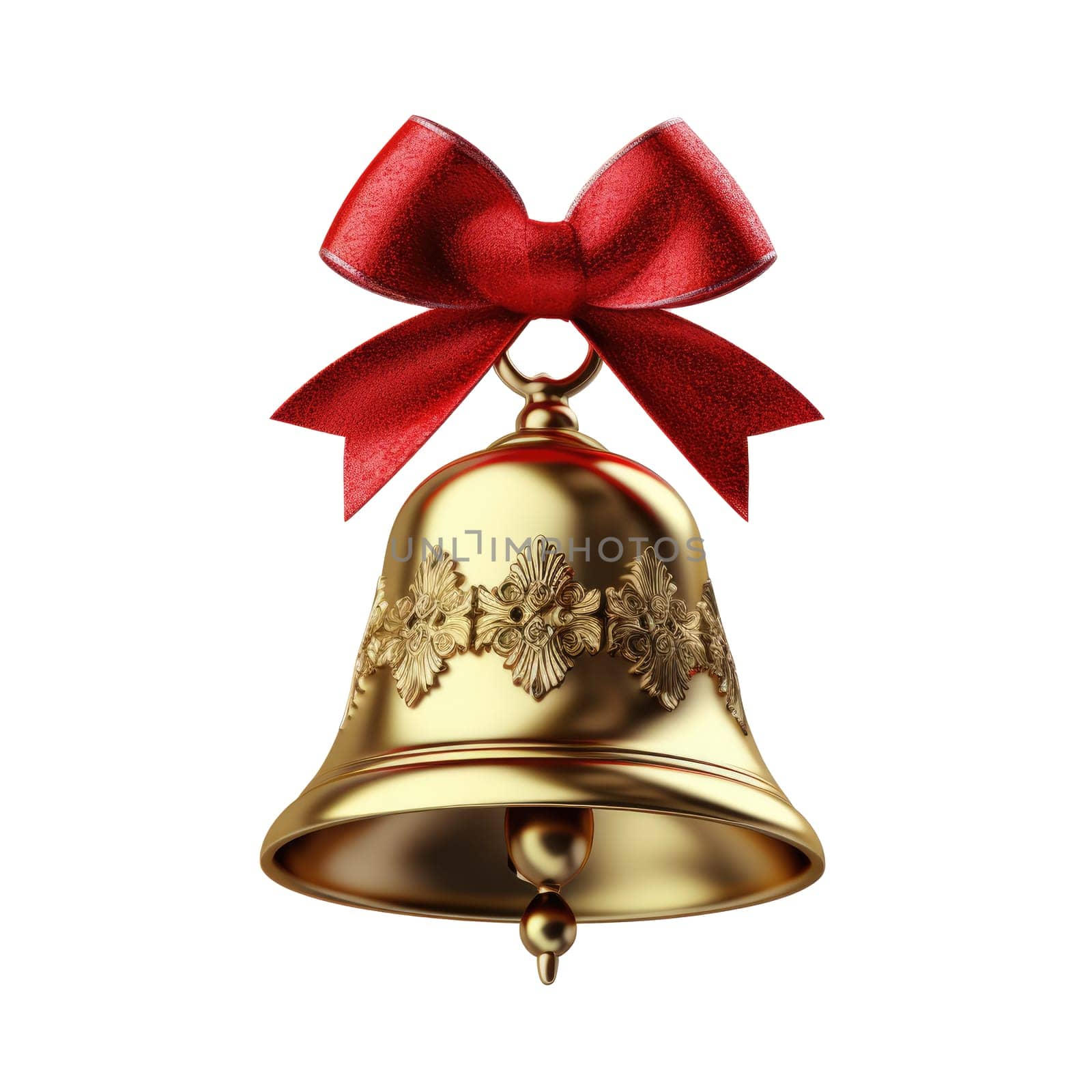 Golden Christmas bell isolated on white background by natali_brill