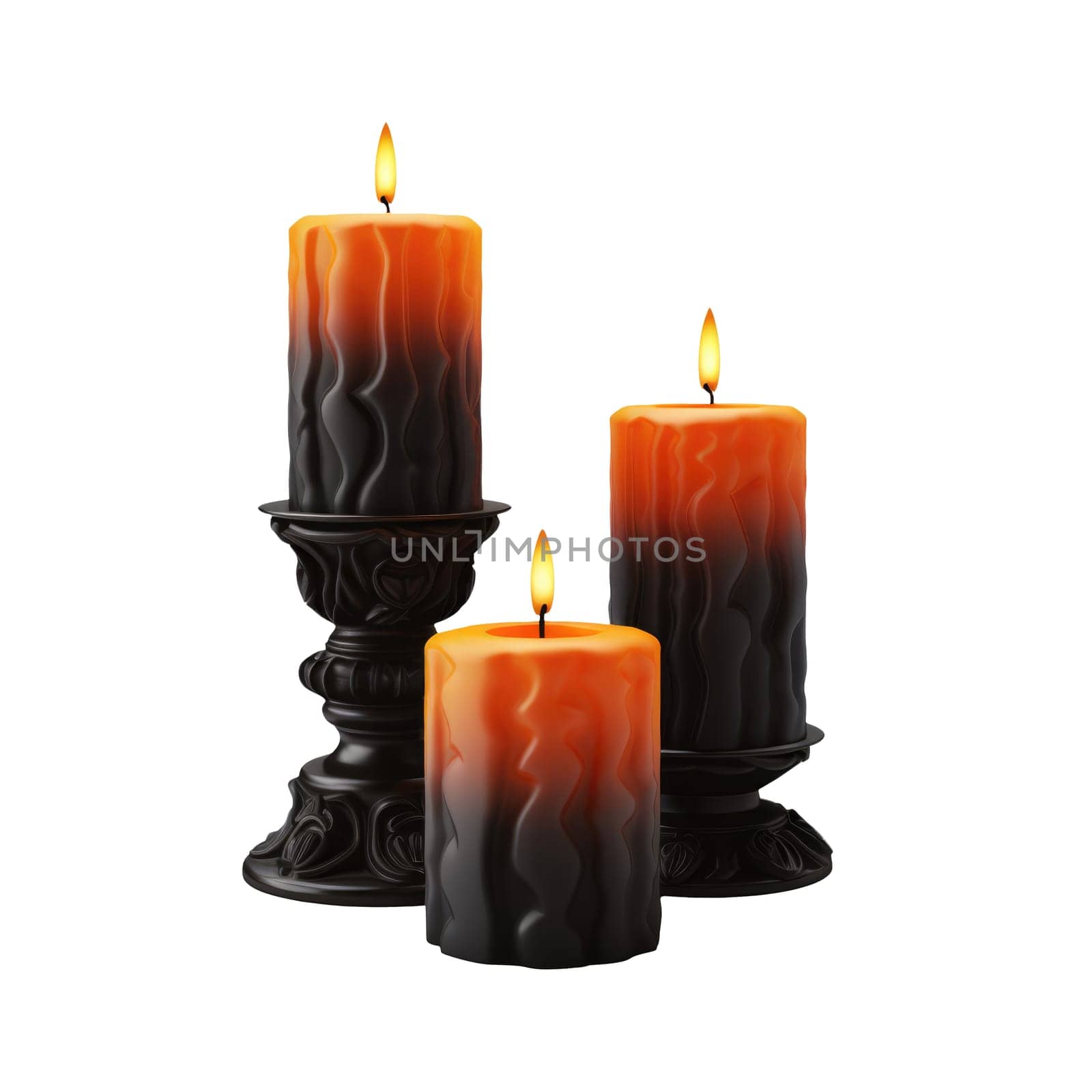 Halloween candles on white background. Isolated ominous candles by natali_brill