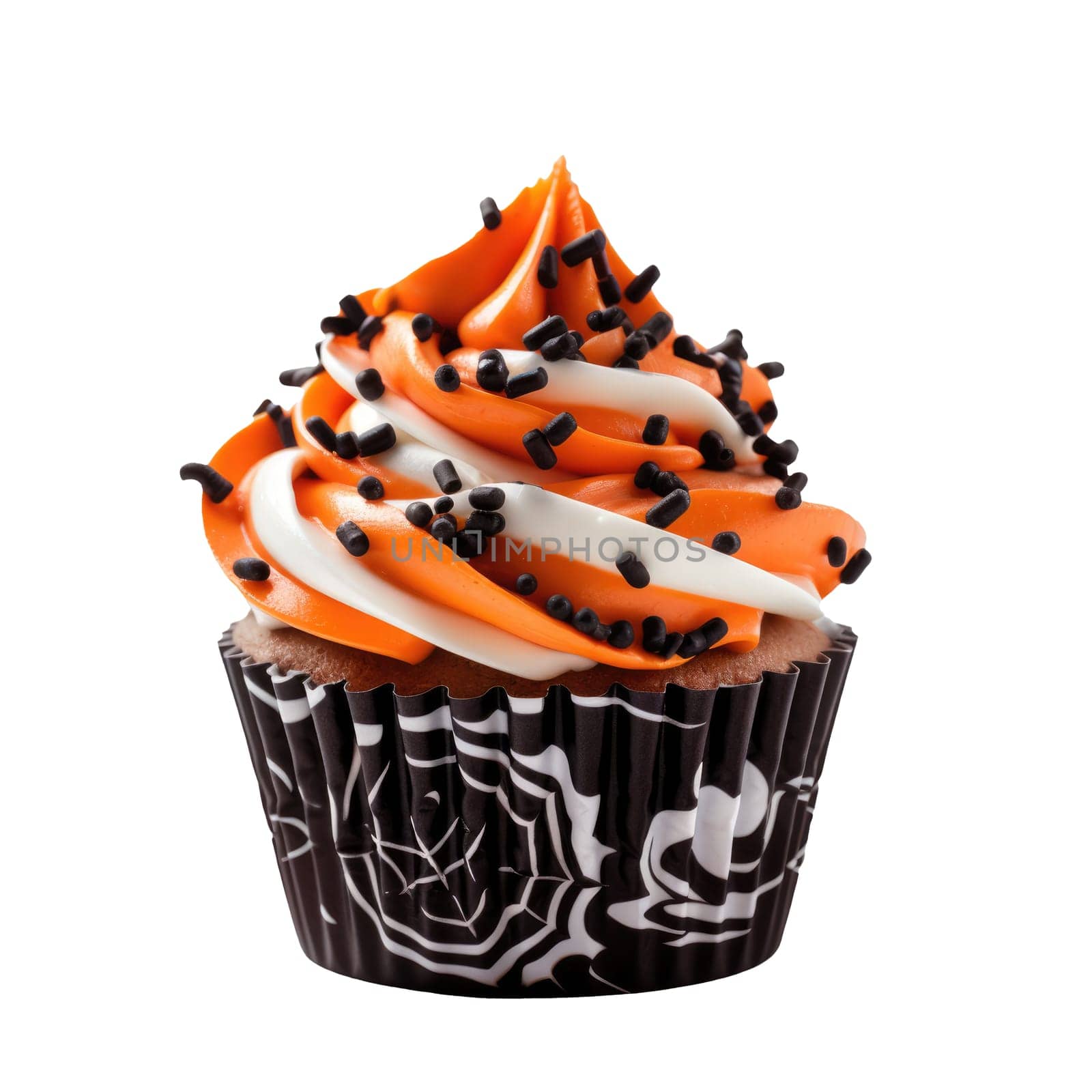 Halloween cupcake with decoration. Isolated on white background by natali_brill