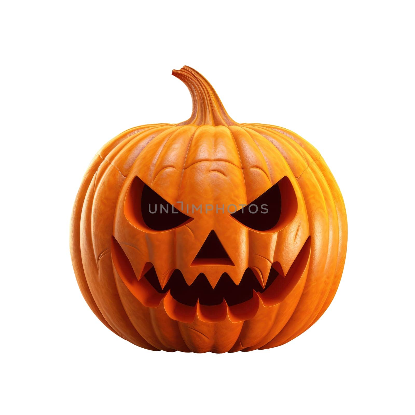 Halloween Jack o Lantern Pumpkin with a spooky face. Isolated on white by natali_brill