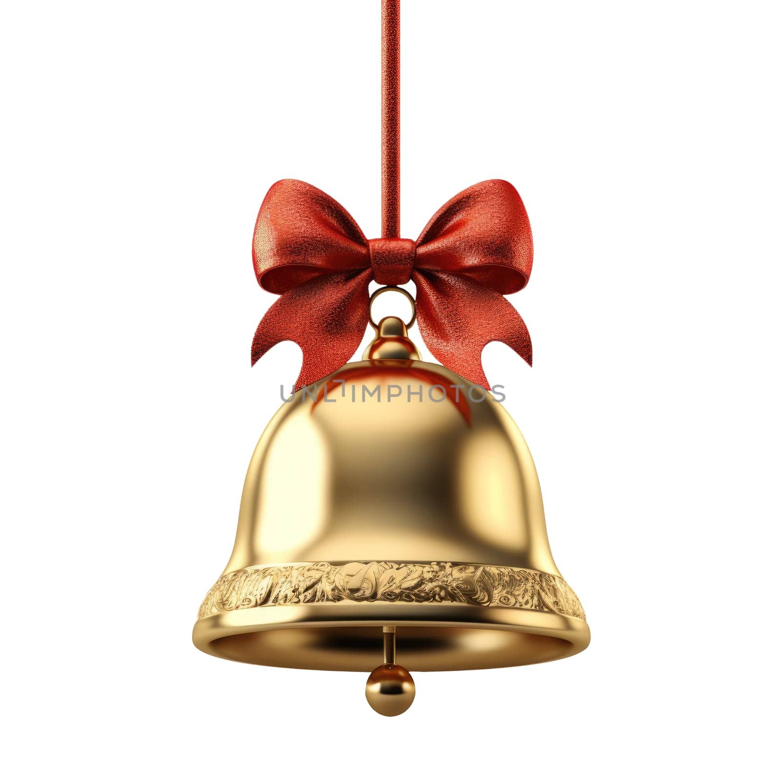 Golden Christmas bell isolated on white background by natali_brill