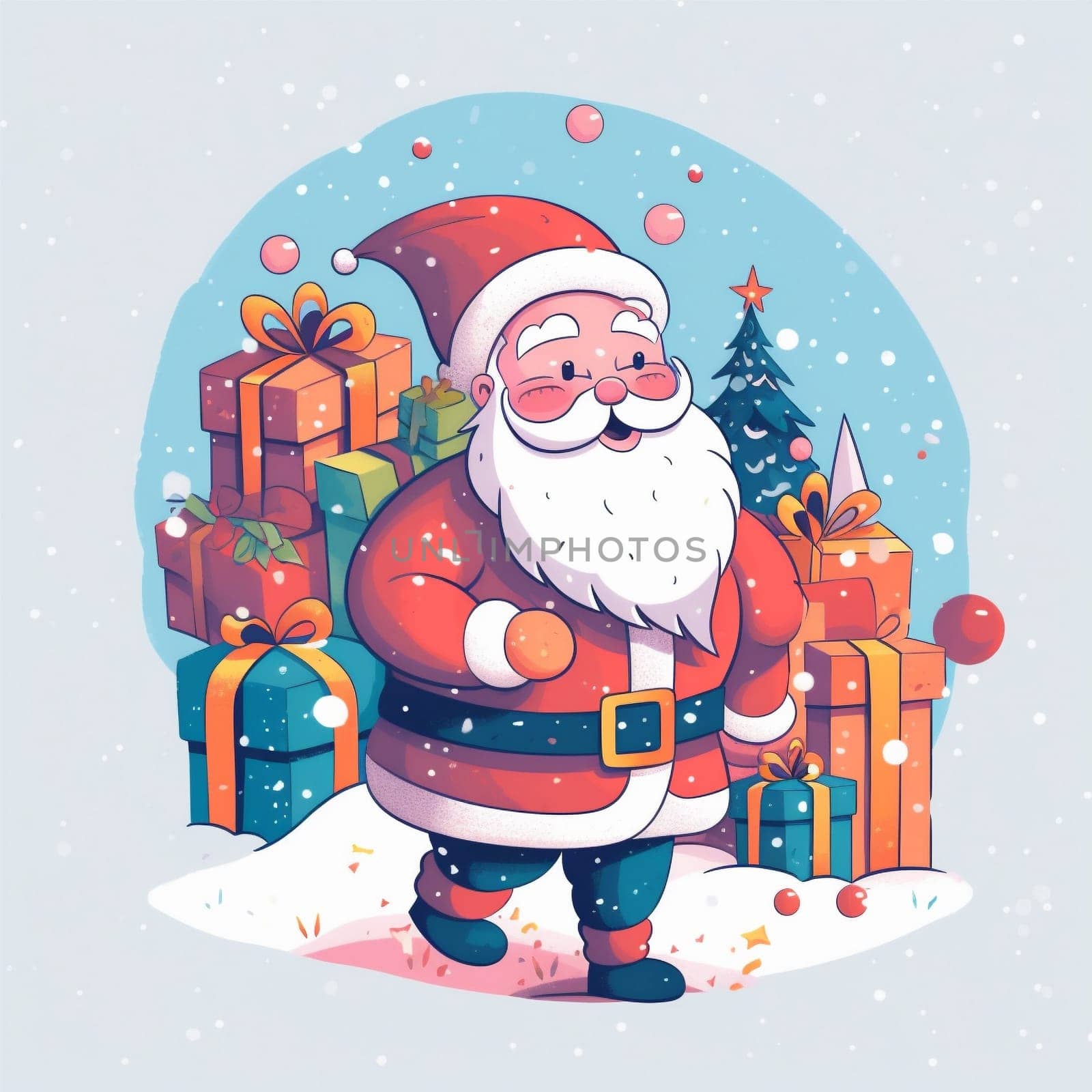 illustration holiday gift winter santa claus christmas red cartoon present. Generative AI. by Vichizh
