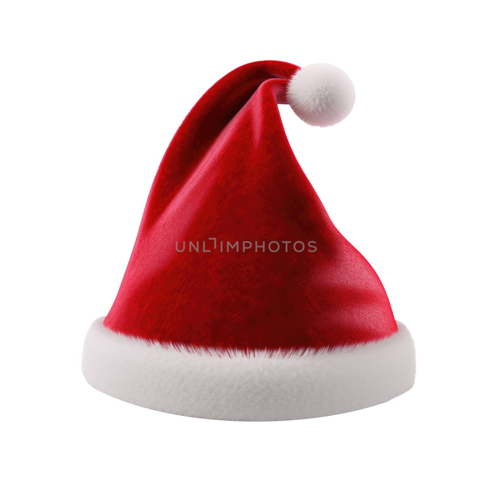 Single Santa Claus red hat isolated on white background.