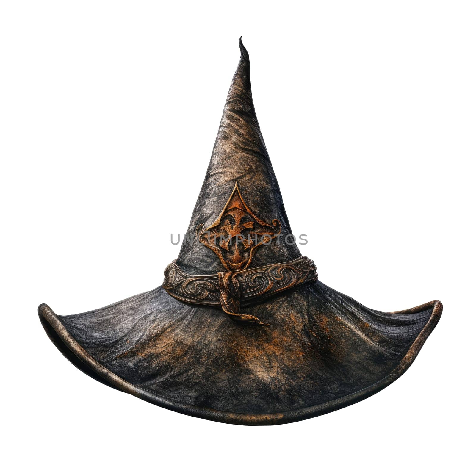 Black halloween witch hat isolated on a white background