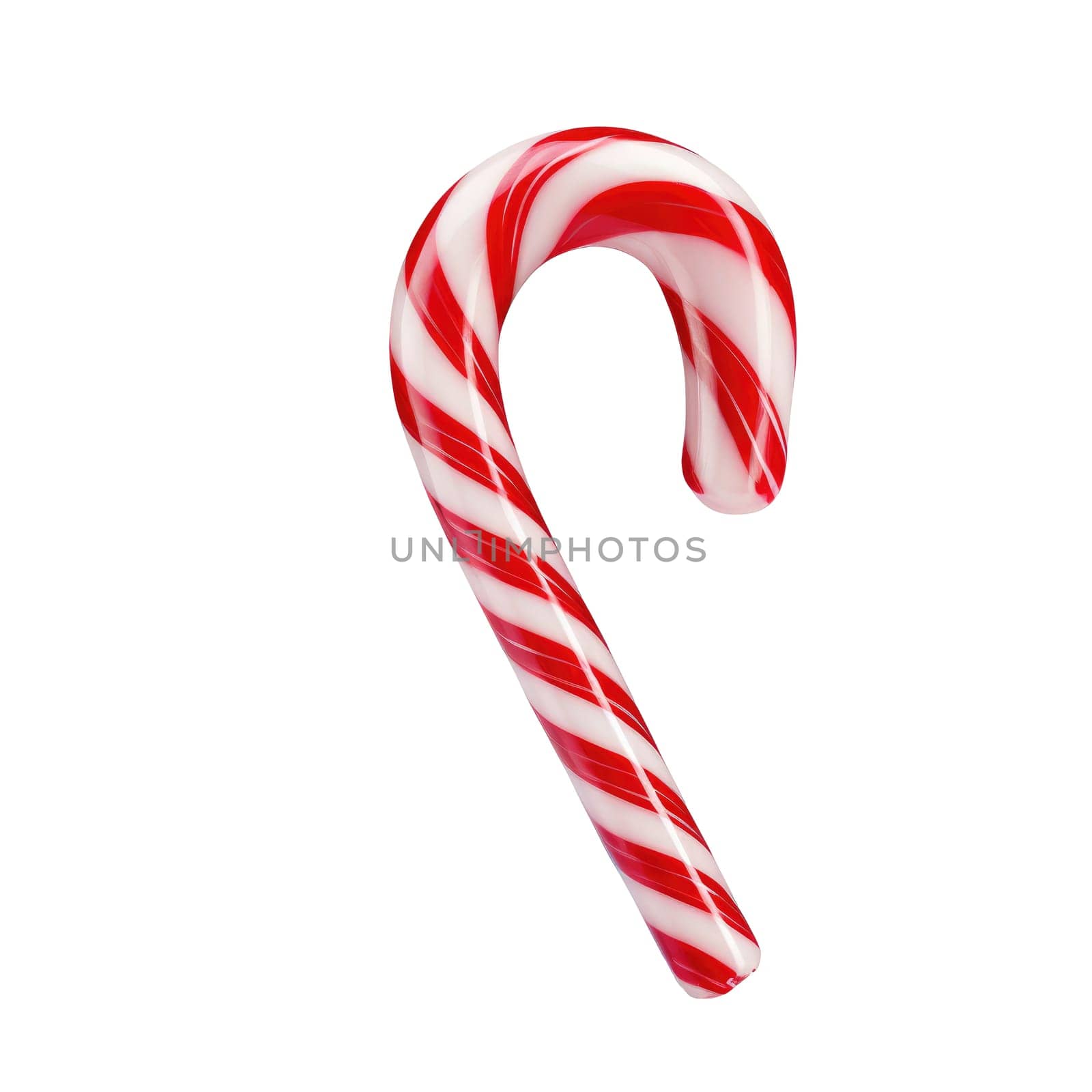 Close up of candy cane isolated on white background