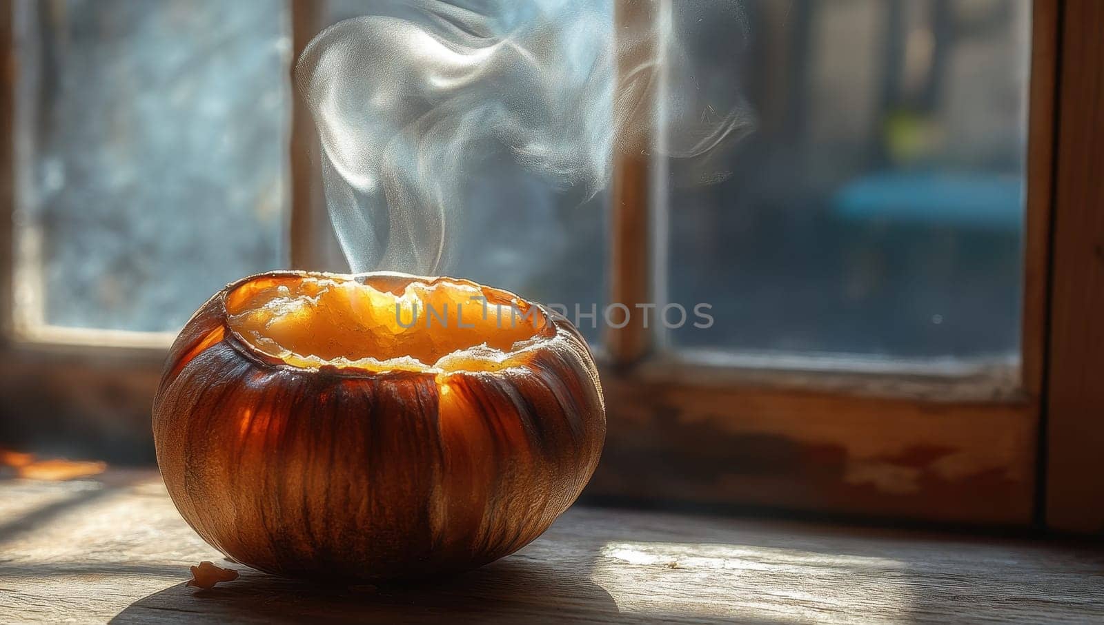 Roasted Garlic with Smoke by Window, Culinary Aromatic